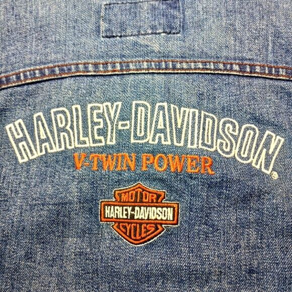 Harley Davidson Y2K Womans Denim Jacket Embroidered V-Twin Back. Womans Large.. - Picture 5 of 16